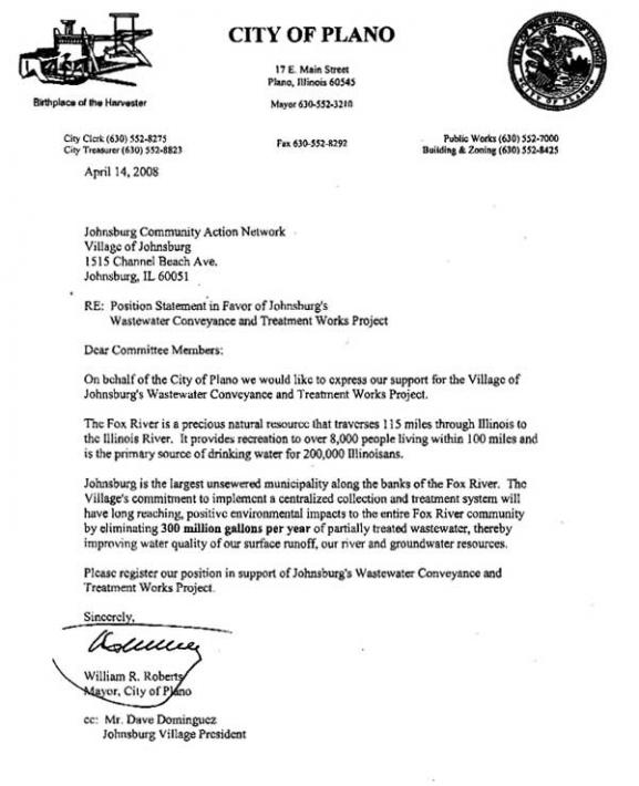 City of Plano, Illinois Letter