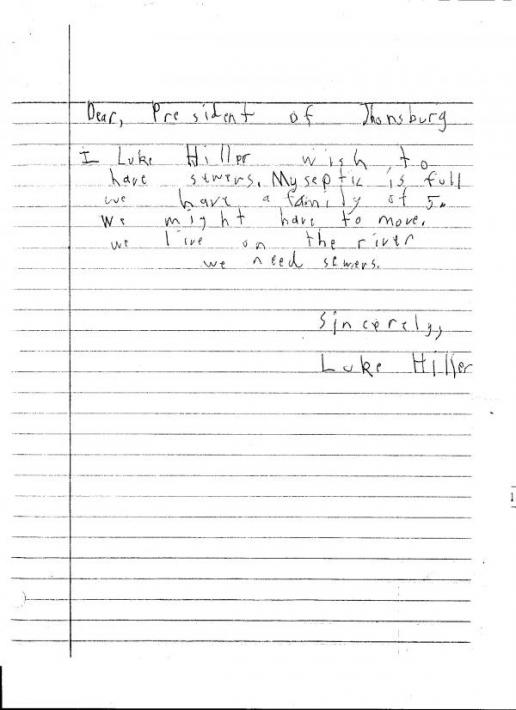 LUKE HILLER SEWER SUPPORT LETTER