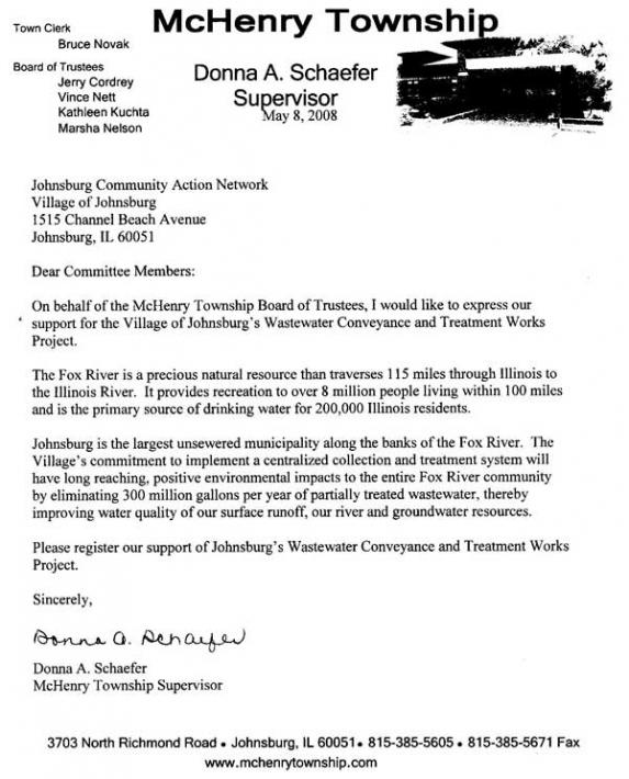 McHenry Township Letter