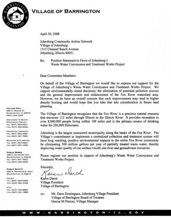 Village of Barrington Letter